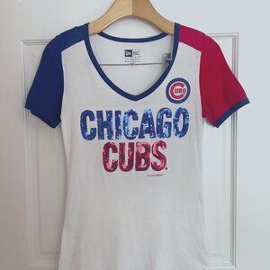 Women's/Junior's Chicago Cubs Sequin Tee Shirt 5th & Ocean by New Era NBA XS
